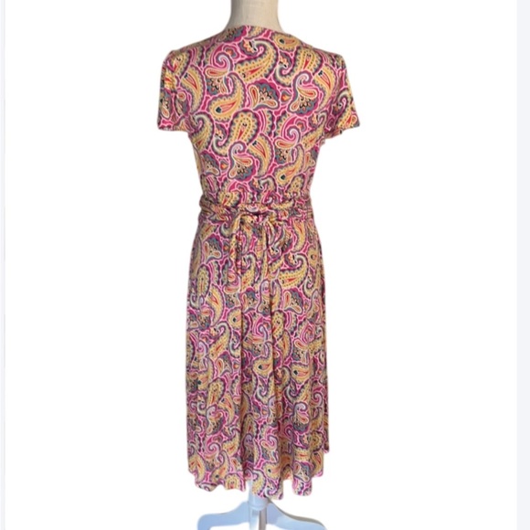BODEN Evangeline Paisley Jersey Wrap Dress, In Party Pink - 10L - Picture 4 of 10